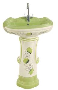 Vitrosa Mint Green Big Sterling Pedestal Wash Basin Set