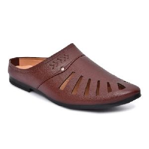 Mens Brown Leather Slippers