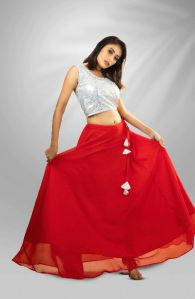 Red Georgette Lehenga