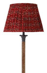 30cm straight empire softback lampshade in red block printed cotton