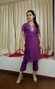 Chanderi Silk Cotton kurti pant set