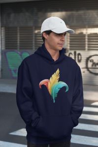 Printed Winter Hoodie - 'Color Leaf' Design Printed