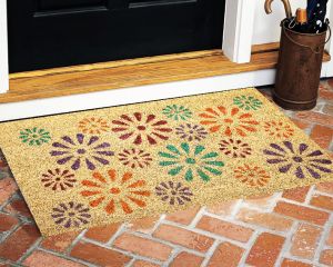 Natural Printed Coir Door Mats - Flower 2 - CB45x75-04-02