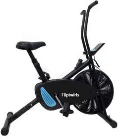 Fliptwirls Active Stainless Steel Exercise Air Bike with Mobile Holder, Black Indoor Cycles Exercise