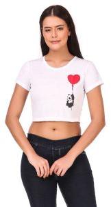 Panda Heart Print Women Crop T-Shirts