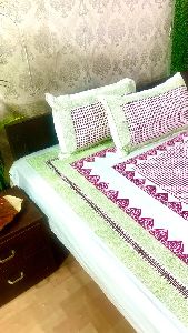 DKWTMRN106 Hand Block Printed Cotton Double Bedsheet