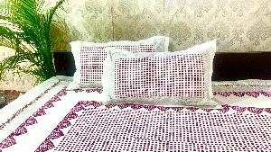 DKWTMRN119 Hand Block Printed Cotton Double Bedsheet