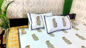 DKWTORNBRN205 Hand Block Printed Cotton Double Bedsheet