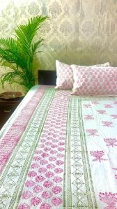 DKWTPNK109 Hand Block Printed Cotton Double Bedsheet