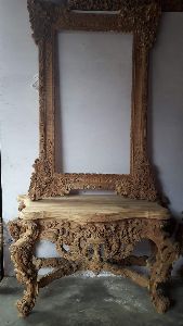 Wooden Engraved Dressing Mirror