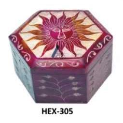Hex Shaped Soapstone Jewellery Boxes