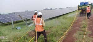 Solar plant maintenanc,chemical spray, solar panels cleaning