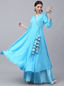 Rayon Flared Kurti with Sharara