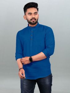 Mens Dark Blue Short Kurta