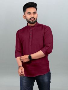 Mens Maroon Short Kurta