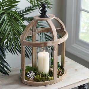 WOODEN LANTERN CANDLE HOLDER