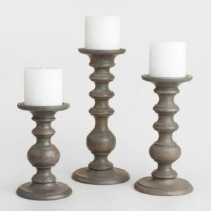 Wooden Pillar Candle Holder