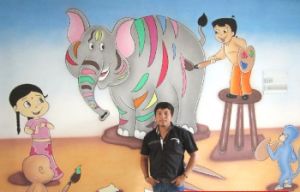 school cartoon wall painting images