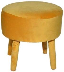 18x18 Inch Round Wooden Pouffe Stool