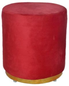 15x18 Inch Cylindrical Wooden Pouffe Stool