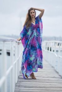 PEACOCK BLUE DIGITAL PRINT MAXI KAFTAN