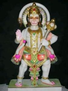 Painted Marble Hanuman Statue