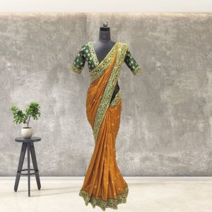 Yellow Royal Vichitra Silk Sarees