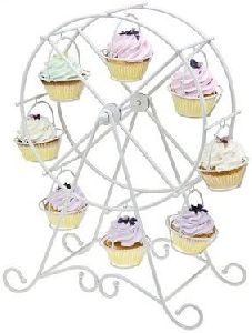 wedding party dessert serving white iron wheel cupcakes stands