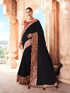 Black Dola Silk Saree