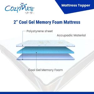 Cozymate Cool Gel Memory Foam Mattress Topper/Padding 2 Inch Mattress Topper