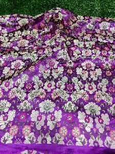 Purple Banarasi Handloom Kimkhab Silk With Multi Meena Weaved Brocade Fabric