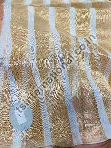 Dyeable Pure Gold Tissue Silk with Spam Silk Stripe Weave Fabric