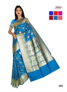 Wedding Banarasi Katan Silk With Pan Buta Meena Weaved Saree