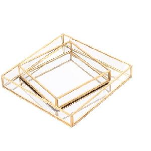 Clear glass decorative tray