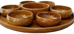 Wooden Bowl Set of 7 with Tray