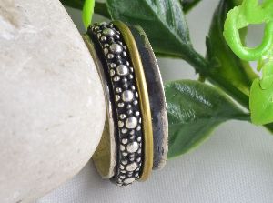 Silver Brass Floral Design Rotating Fidget Botanical Flower Ring