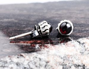 Tiny Garnet Boho Stud Earrings