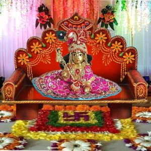 Handmade Wooden Laddu Gopal Singhasan For Home Decoration CV_SINGH004