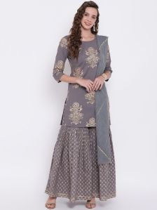 Gold Print Sharara Suit