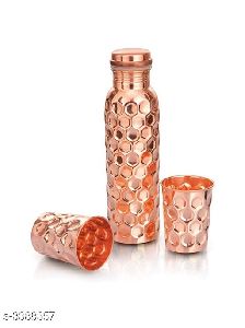 Sahi Hai Hammered Copper Water Bottle and Glass Set