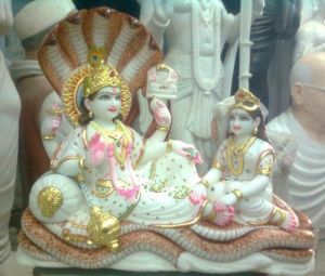 Marble Vishnu Laxmi Shesh Saiya Statue