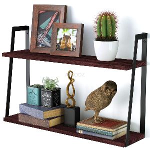 2 Tier Wall Mounted Wood Book Shelves
