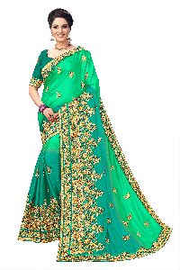 women barfi silk heavy lace work blouse piece saree