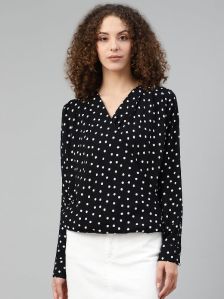 Polka Front Wrap Top