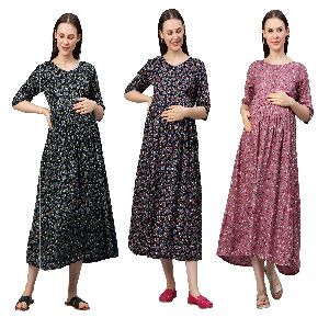 women rayon floral midi maternity maternity dress