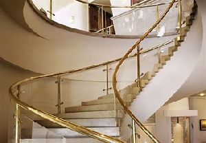 Stainless steel with PVD gold coating glass railing