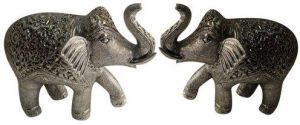 Oxidized metal Elephant Statue Set