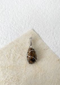 Tiger Eye Tumble Silver Pendant