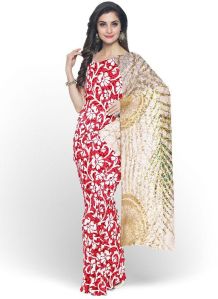 Mehroon Crepe Jacquard Saree