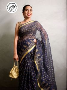 Golden Printed Kota Cotton Saree